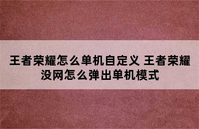 王者荣耀怎么单机自定义 王者荣耀没网怎么弹出单机模式